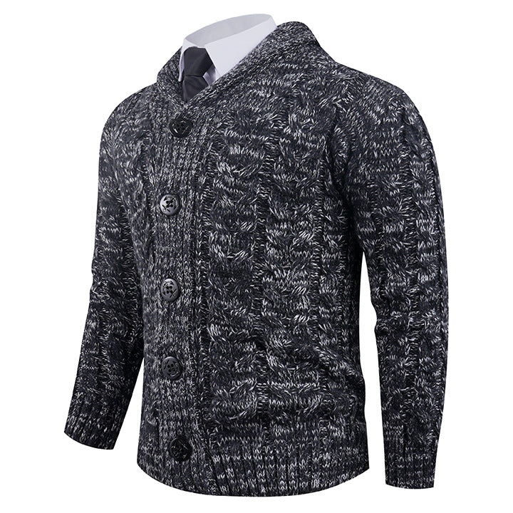 Herren Strickjacke mit Zopfmuster und schickem Schalkragen Aliams