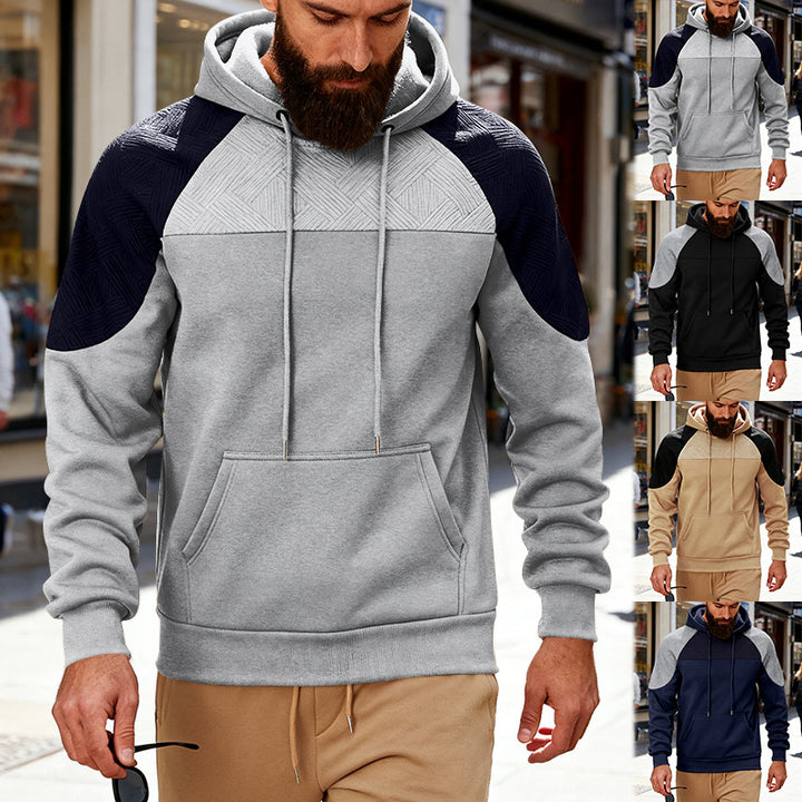 Herren sportlicher Kapuzenpullover mit strukturierten Ärmelpanels Aliams