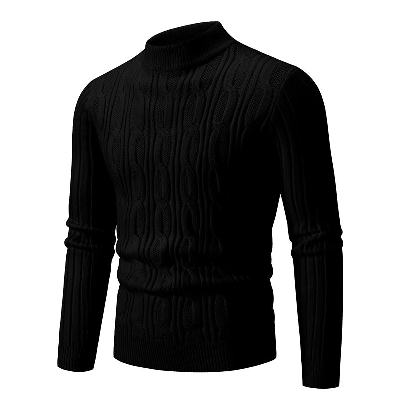 Herren Strickpullover mit magnetischem Zopfmuster und hohem Kragen Aliams