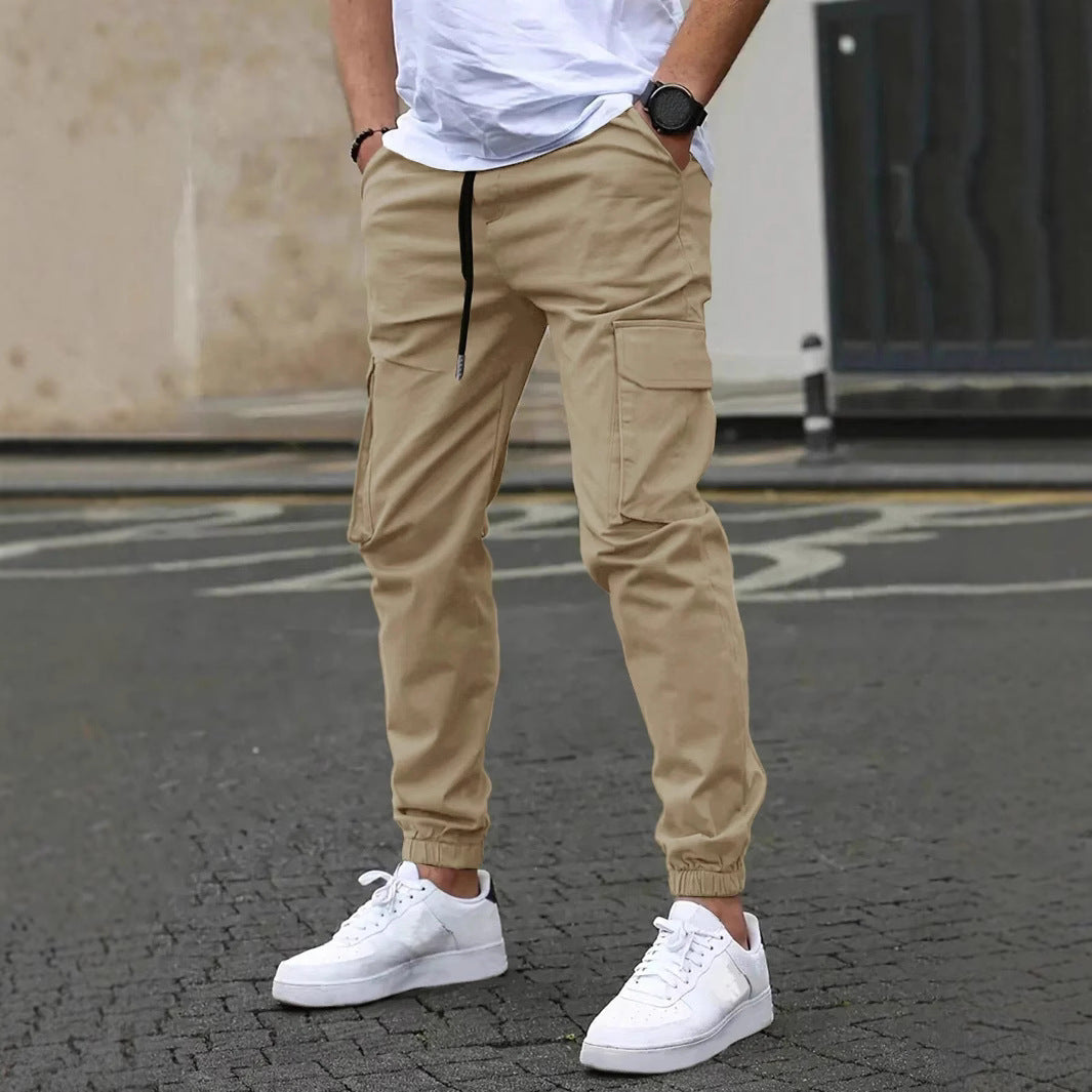 Herren trendige Cargo-Hose mit elastischem Bund und praktischen Seitentaschen Aliams