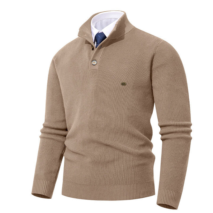 Herren Strickpullover mit Knopfdetails und modernem Stehkragen Aliams
