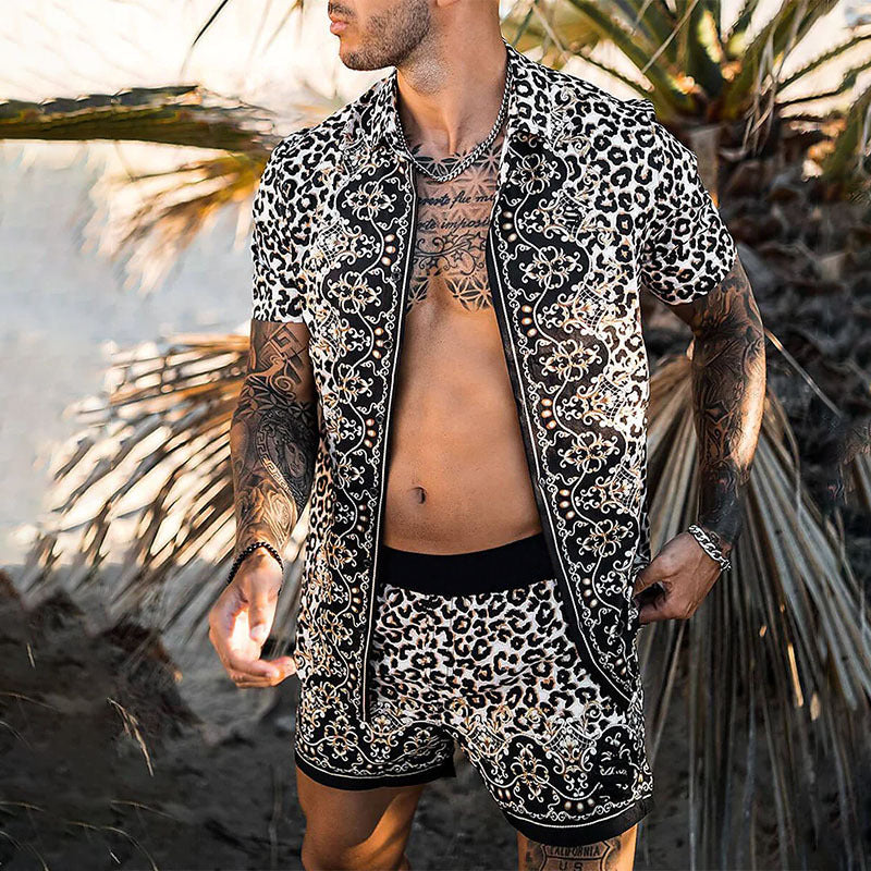 Herren Tropical Print Casual Kurzes Set Aliams