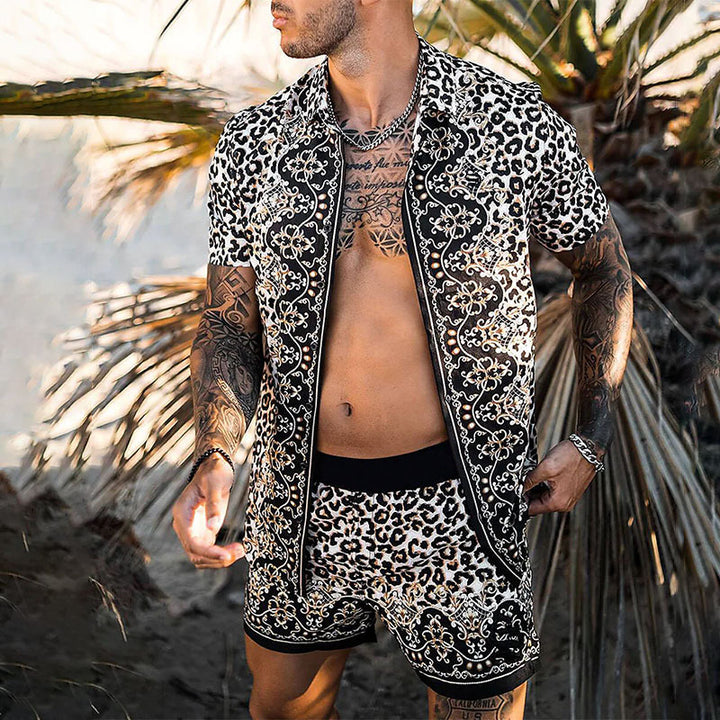 Herren Tropical Print Casual Kurzes Set Aliams