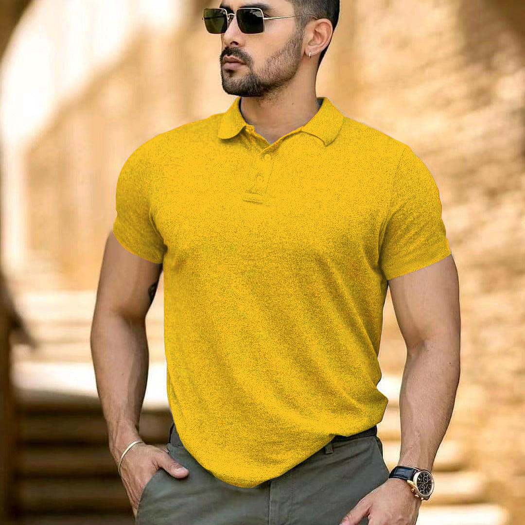 Herren sportliches Kurzarm-Polohemd aus atmungsaktivem Material mit klassischem Kragen Aliams