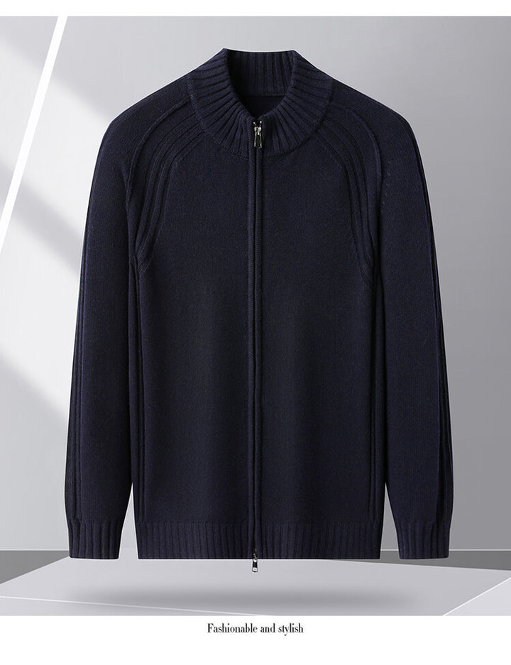 Herren Strickjacke mit Reißverschluss und hohen Kragen Aliams