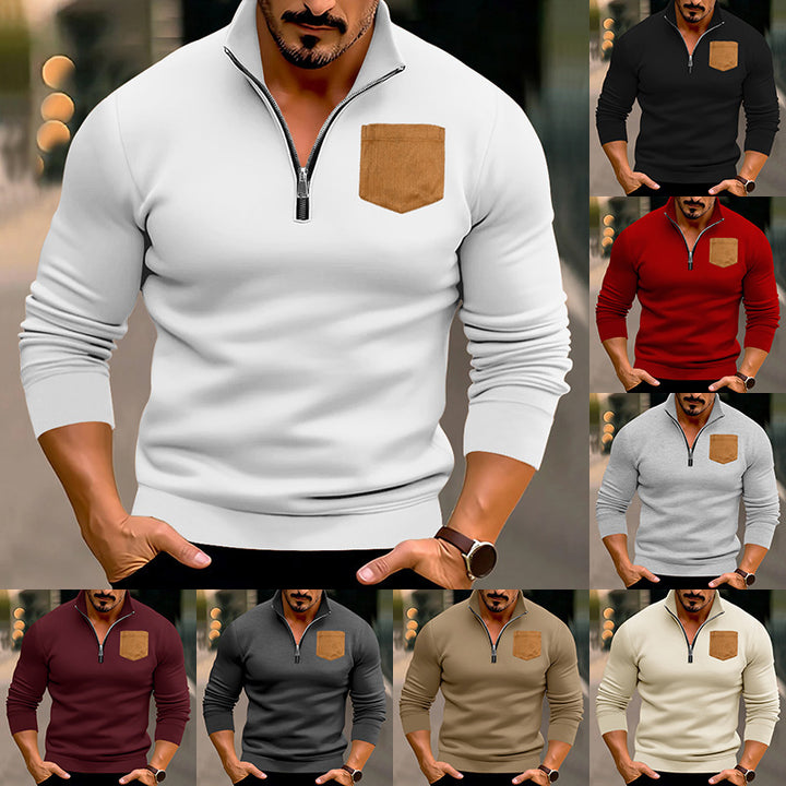 Herren sportlicher Pullover mit kontrastierenden Taschen Aliams
