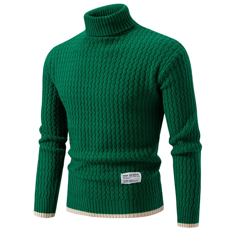 Herren Strickpullover mit hohem Kragen und strukturiertem Zopfmuster Aliams