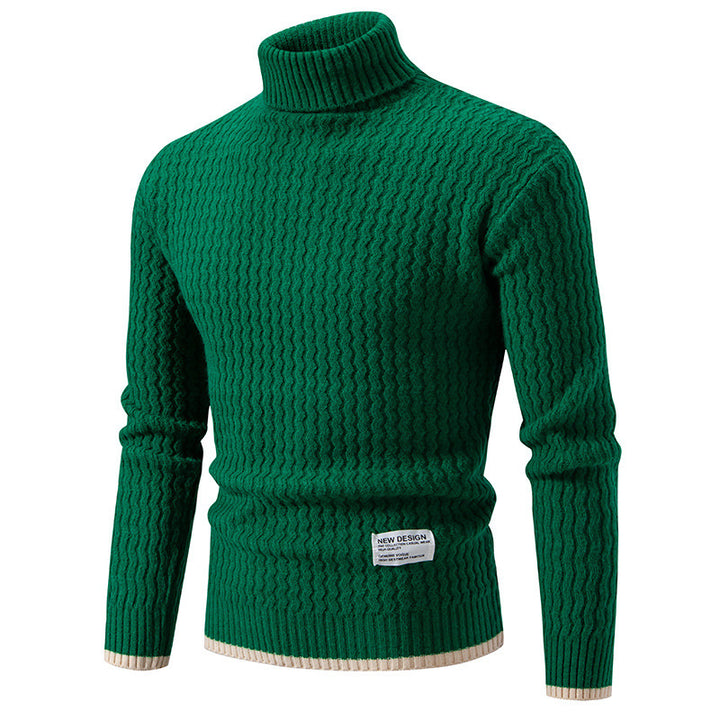 Herren Strickpullover mit hohem Kragen und strukturiertem Zopfmuster Aliams