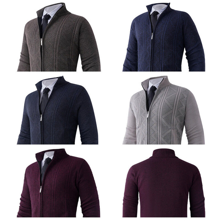 Herren Strickjacke mit modernem Zipper und strukturiertem Design Aliams