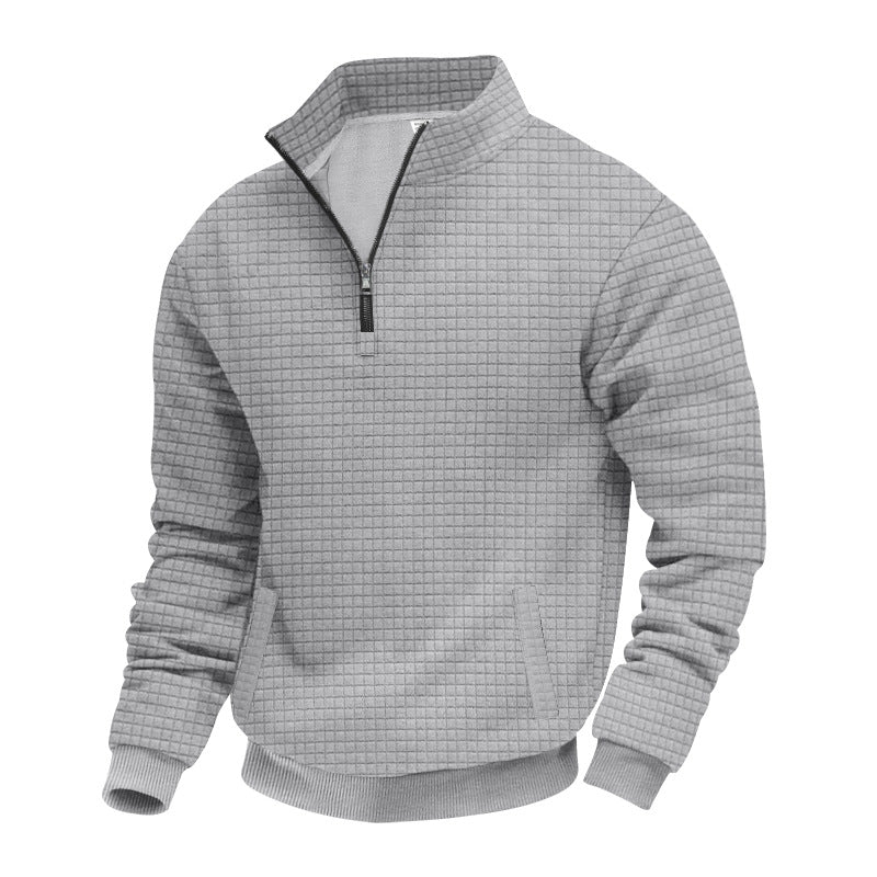Herren Strukturierter Sweatpullover mit halbem Reißverschluss Aliams