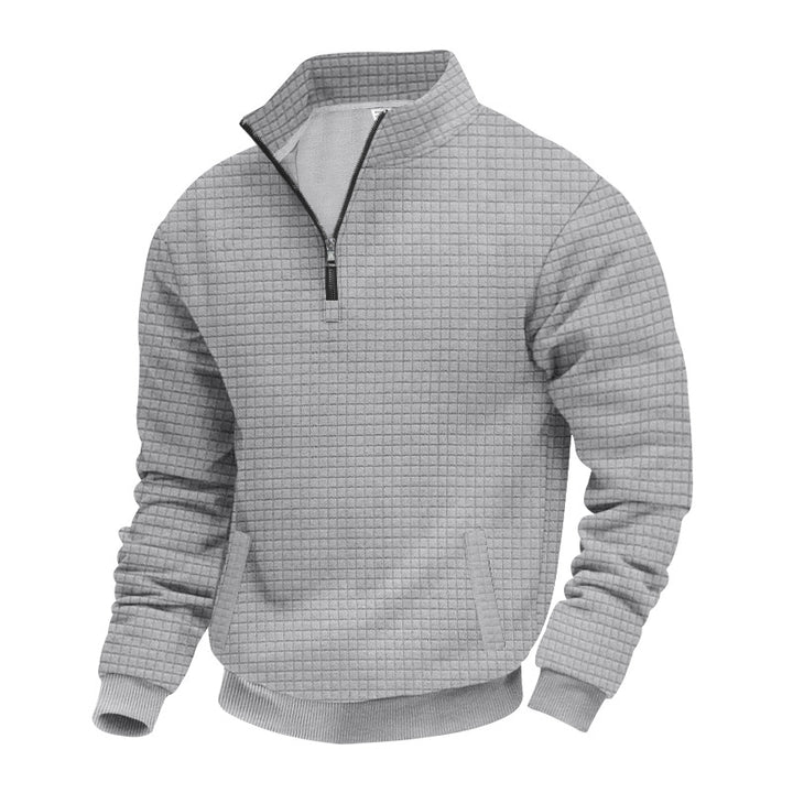 Herren Strukturierter Sweatpullover mit halbem Reißverschluss Aliams