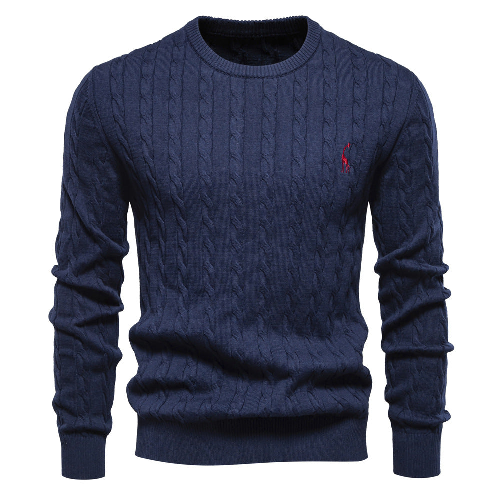 Herren Strickpullover mit Zopfmuster und Rundhalsausschnitt Aliams