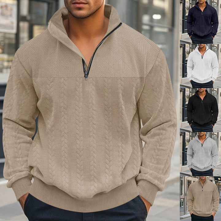 Herren stylischer Strickpullover mit halbem Reißverschluss Aliams