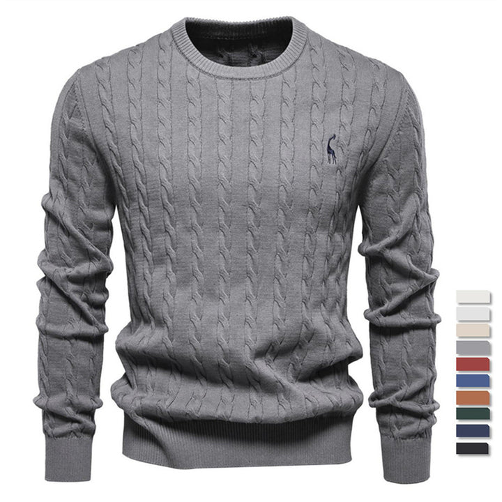 Herren Strickpullover mit Zopfmuster und Rundhalsausschnitt Aliams