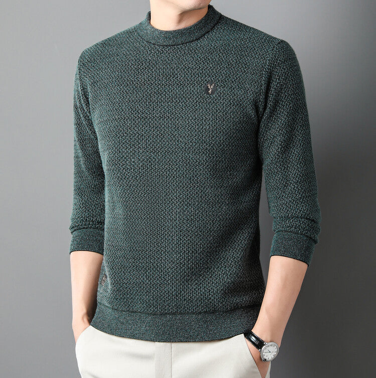 Herren Strukturierter Pullover mit Rundhalsausschnitt und hochwertiger Stricktextur Aliams