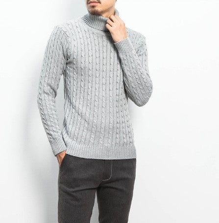 Herren Strickpullover mit hohem Kragen und Zopfmuster Aliams