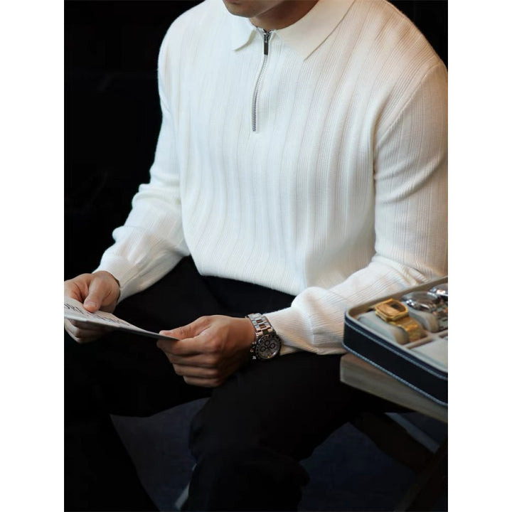 Herren Strickpullover mit Kragen und praktischem Reißverschluss Aliams