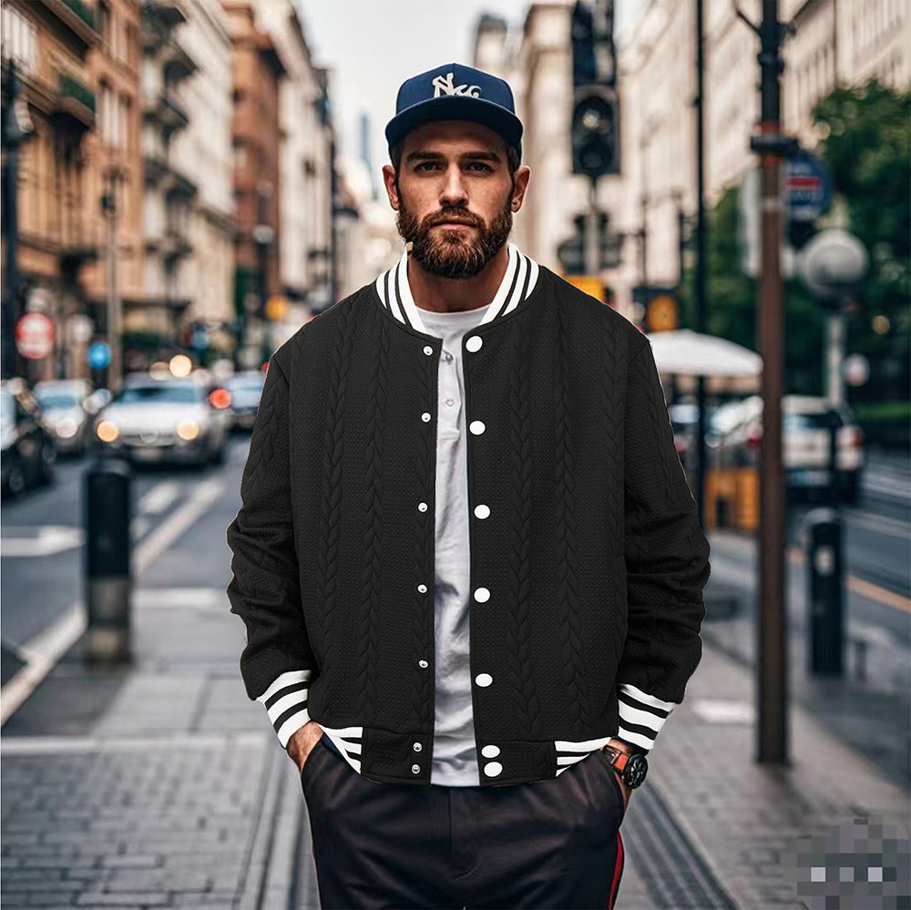 Herren Sportswear-Bomberjacke mit strukturiertem Design und Kontraststreifen Aliams