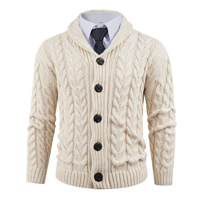Herren Strickjacke mit Zopfmuster und schickem Schalkragen Aliams