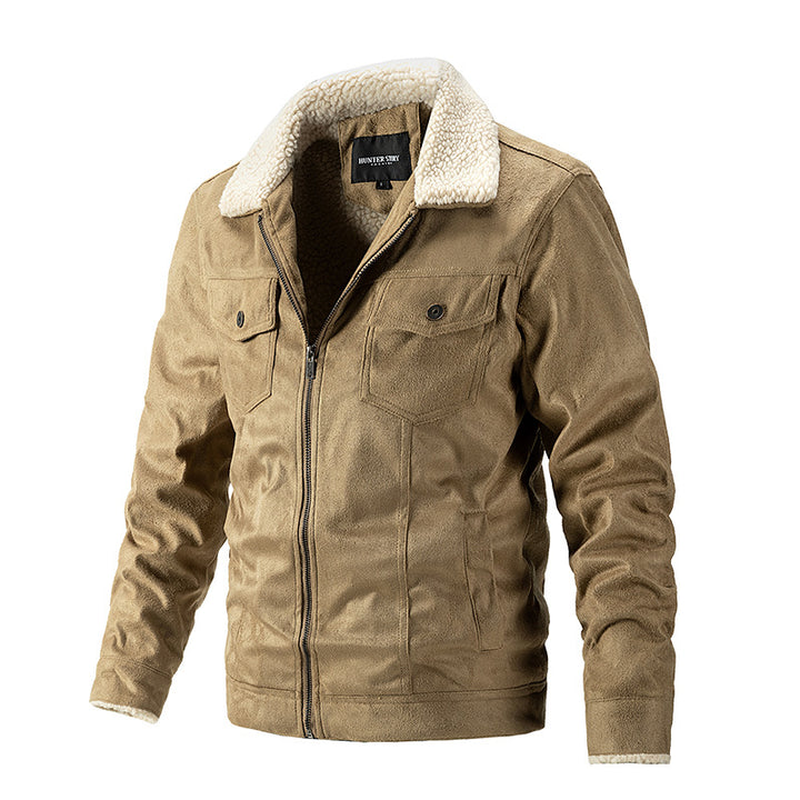Herren Übergangsjacke mit Kunstfellkragen und praktischen Brusttaschen Aliams