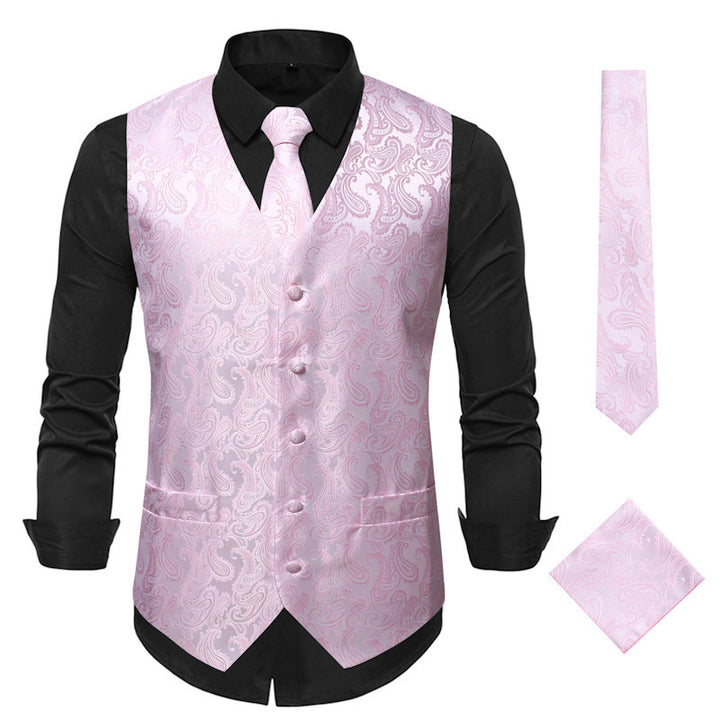Herren Elegante Weste mit Paisleymuster und passendem Krawatten-Set Aliams