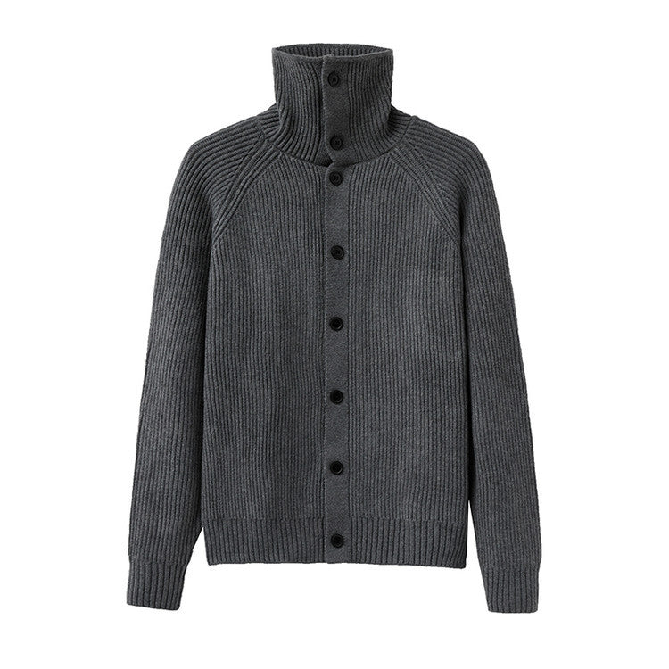 Herren Strickjacke mit weichem Rippstrickmuster und Button-Down-Kragen Aliams