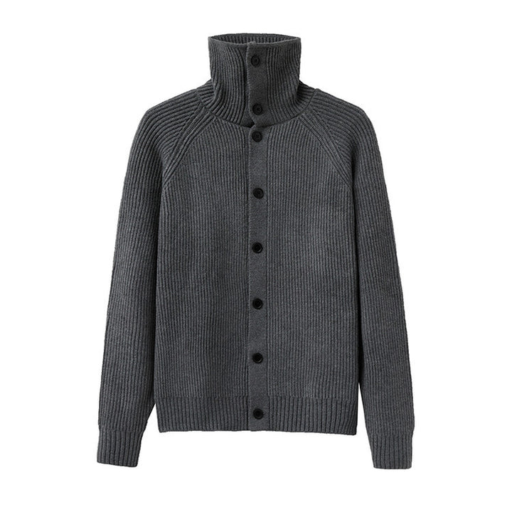 Herren Strickjacke mit weichem Rippstrickmuster und Button-Down-Kragen Aliams