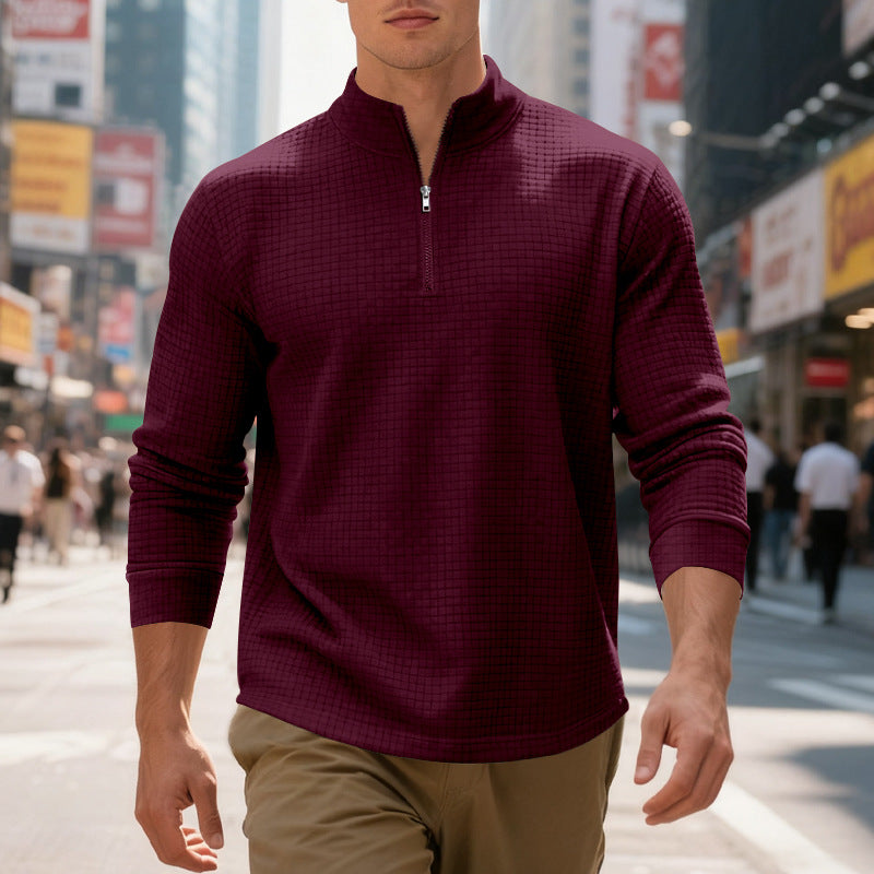 Herren stylisches Fleece-Hemd mit Reißverschluss und strukturiertem Design Aliams