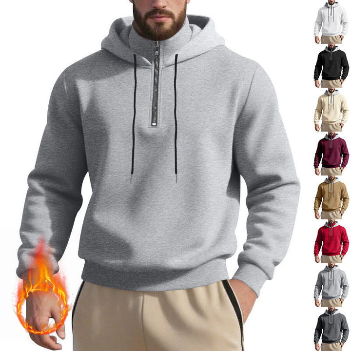 Herren sportlicher Kapuzenpullover mit halbem Reißverschluss und atmungsaktivem Stoff Aliams