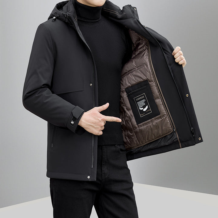 Herren isolierte Winterjacke mit verstellbarem Kapuzenkragen und praktischen Taschen Aliams