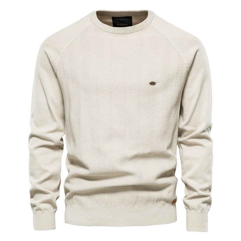 Herren Strickpullover mit elegantem Zickzackmuster und Rundhalsausschnitt Aliams