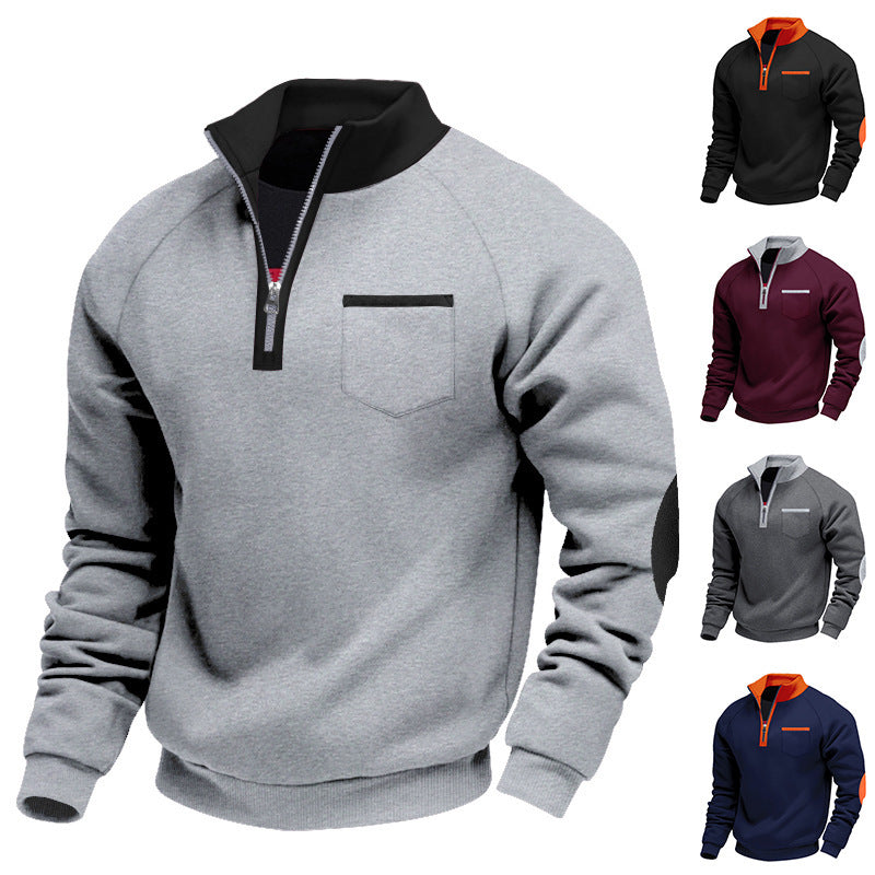 Herren sportlicher Pullover mit halbem Reißverschluss und modernen Kontrastdetails Aliams