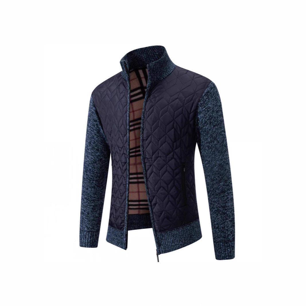 Herren Steppjacke mit hohem Kragen und eleganter Strickästhetik Aliams