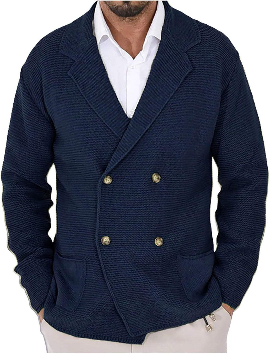 Herren Strickjacke mit modischem Schalkragen und dekorativen Knöpfen Aliams