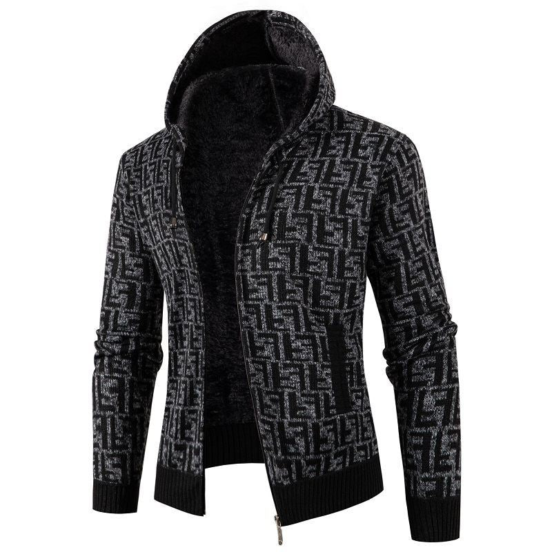 Herren Strickjacke mit modernem Zopfmuster und kuscheligem Innenfutter Aliams