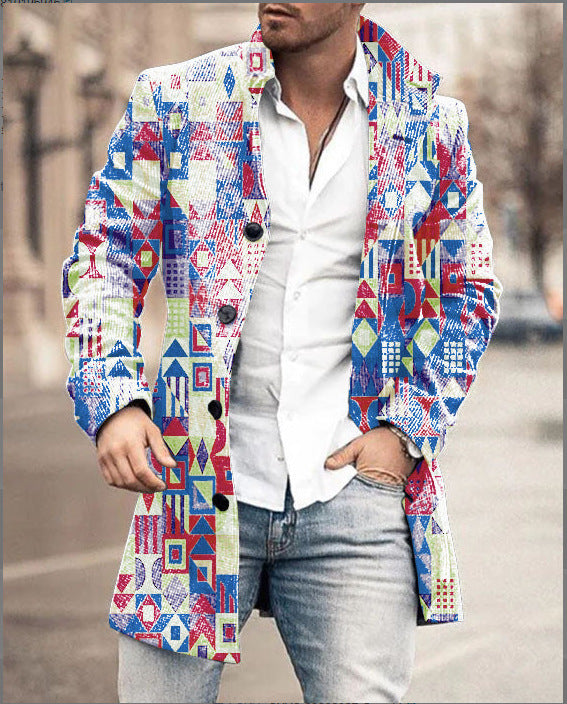 Herren Wollmantel im modernen Karodesign mit taillierter Passform Aliams