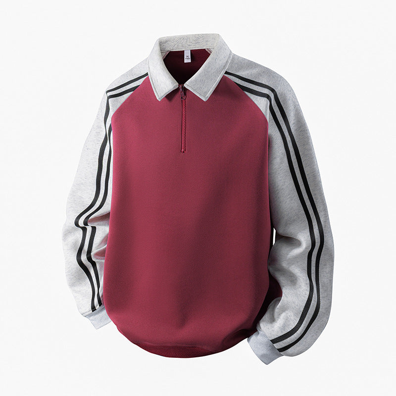 Herren Sportlicher Sweatshirt mit Stehkragen und Reißverschluss Aliams