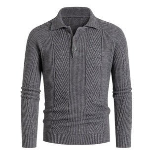 Herren Strickpullover mit klassischem Rautenmuster und Knopfleiste Aliams