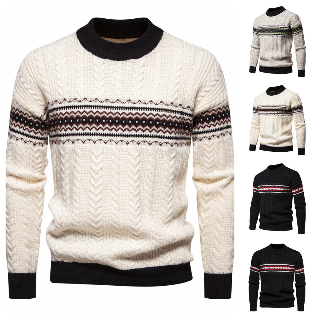 Herren Strickpullover mit innovativem Zopfmuster und stilvollen Akzenten Aliams