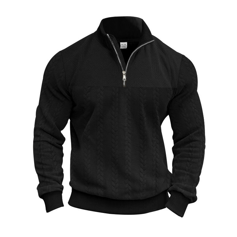 Herren strukturierter Pullover mit halbem Reißverschluss Aliams