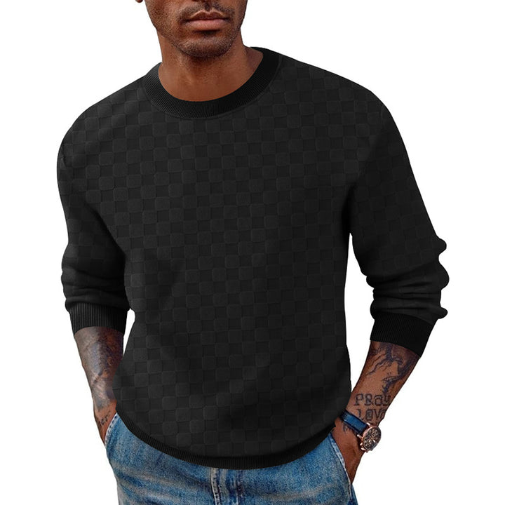 Herren strukturierter Strickpullover mit Rundhalsausschnitt und elastischem Bund Aliams