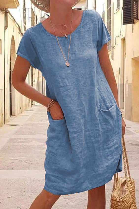 Aliams | Leinen Casual Kleid mit Taschen
