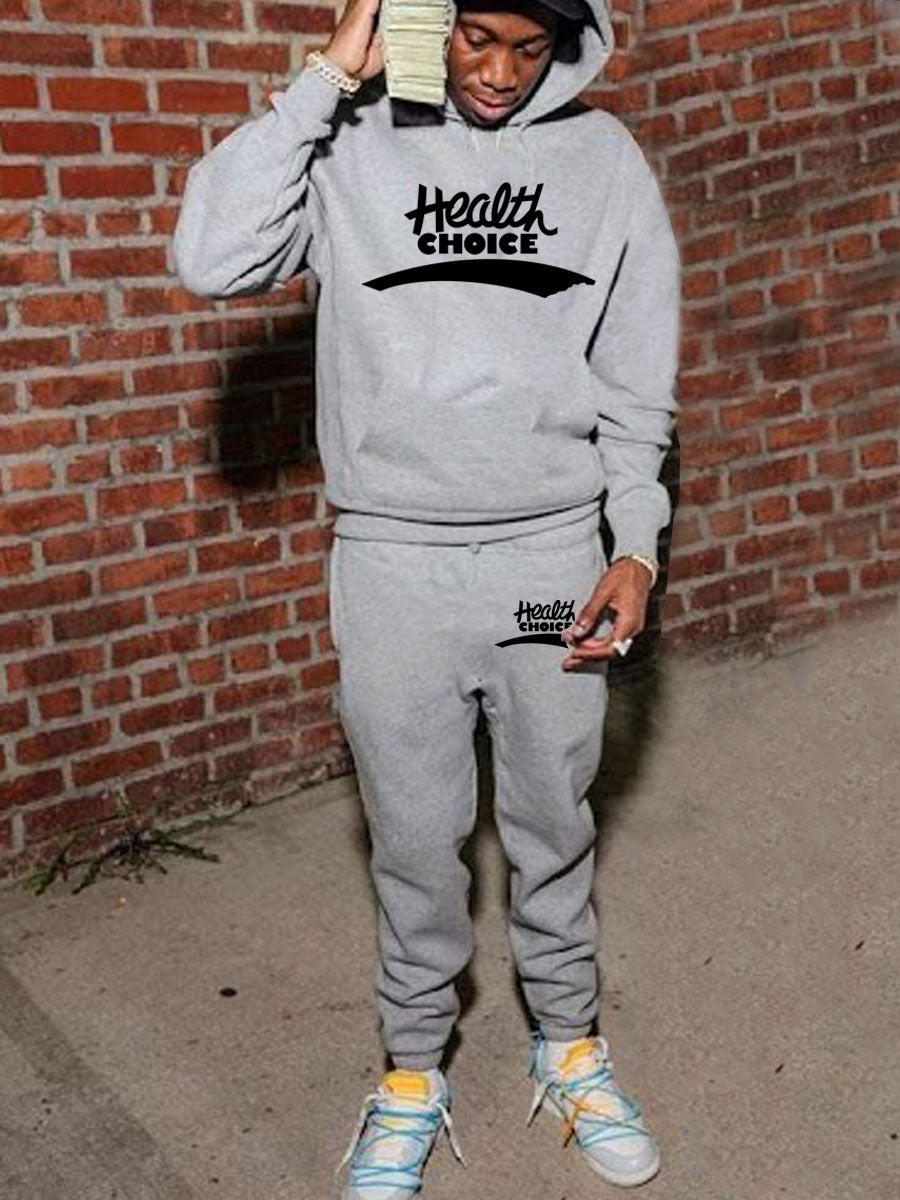 Herren Sweatshirt und Jogginghose Set mit healthorientierter Schriftart Aliams