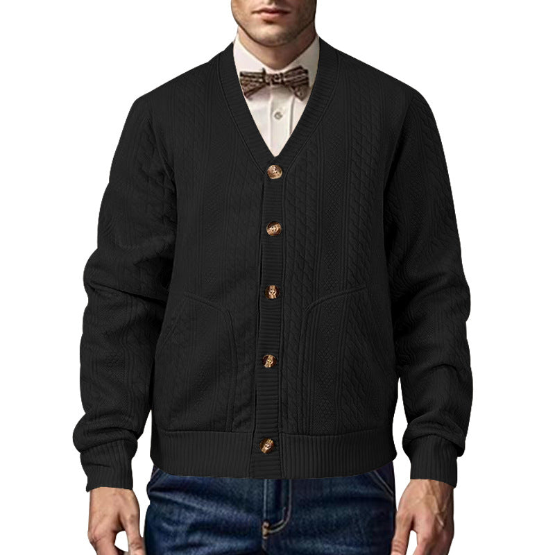 Herren Strickjacke mit V-Ausschnitt und praktischen Taschen Aliams