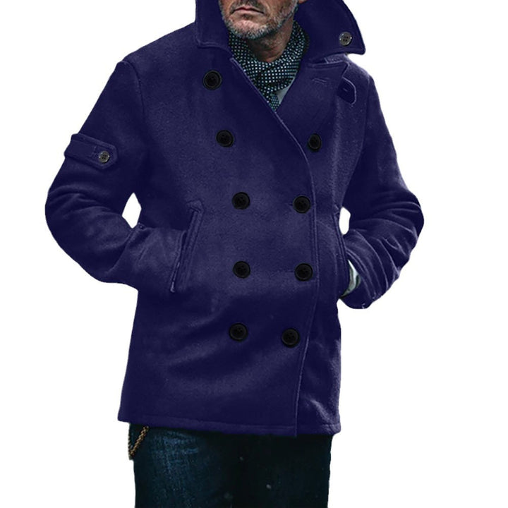 Herren zeitloser Wollmantel mit Doppelreihigen Knöpfen Aliams