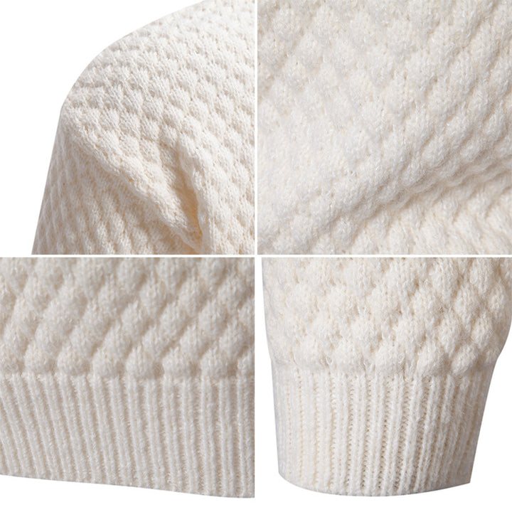 Herren Strickpullover mit hohem Kragen und strukturierter Oberfläche Aliams