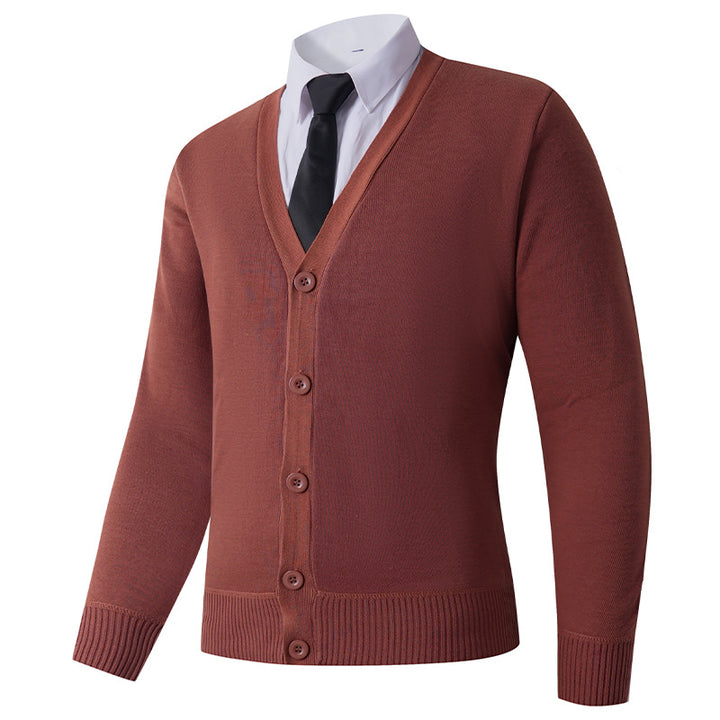 Herren Strickjacke mit V-Ausschnitt und Knopfverschluss Aliams
