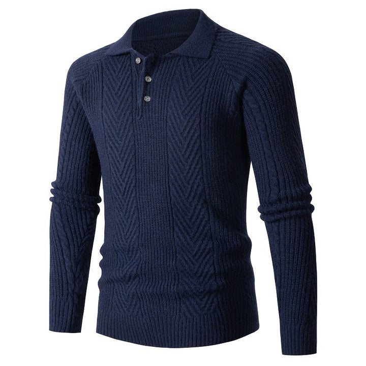 Herren Strickpullover mit klassischem Rautenmuster und Knopfleiste Aliams
