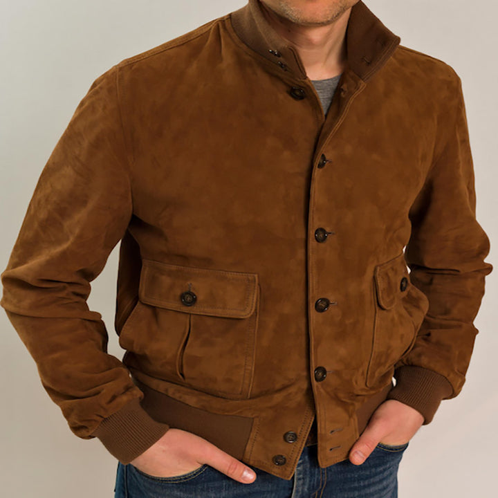Herren Wildlederjacke mit praktischen Taschen und modernem Kragen Aliams