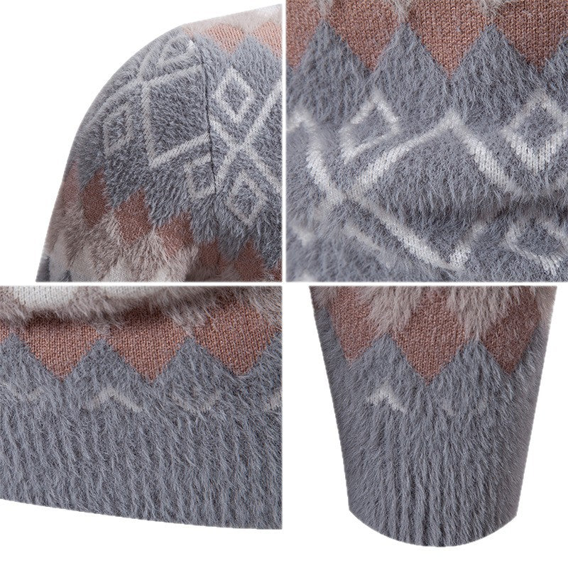Herren Strickpullover mit geometrischem Muster und hohem Kragen Aliams